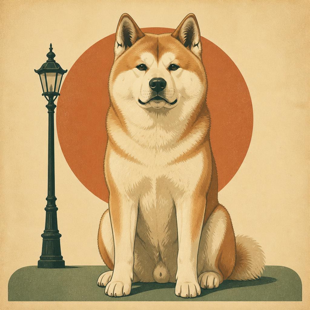 Illustrated portrait of Hachikō